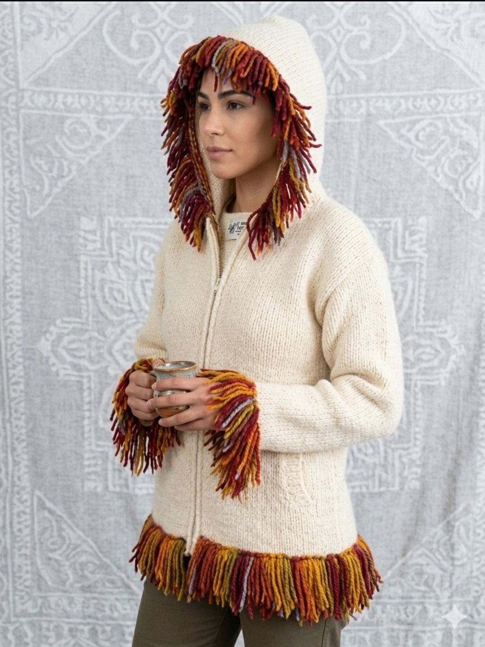 Vintage 1990s World Folk Arts Imports 100% Wool Knit Sweater made in Nanaimo BC